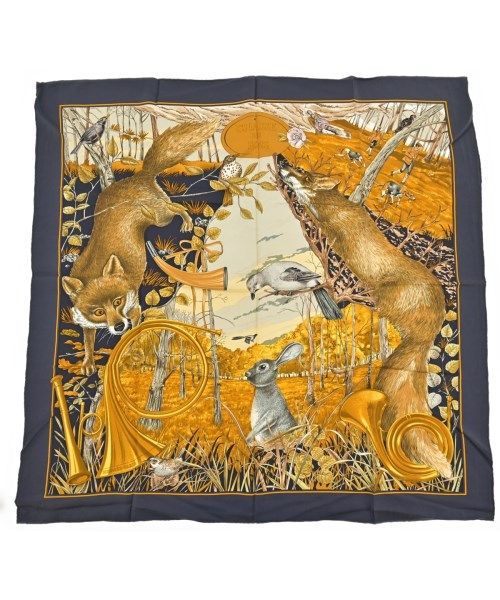 Hermes Bandana Scarf Navy