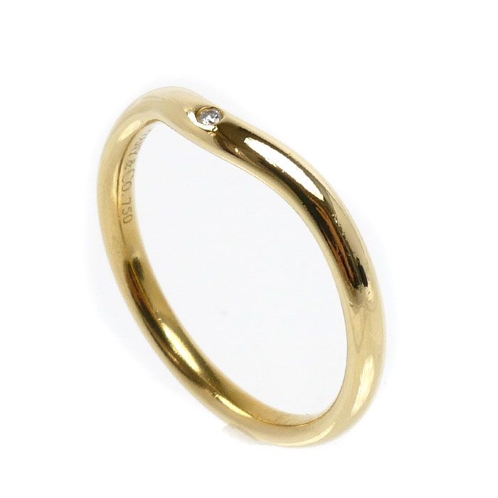 Tiffany & Co 18k Yellow Gold Curved Band Ring Diamond