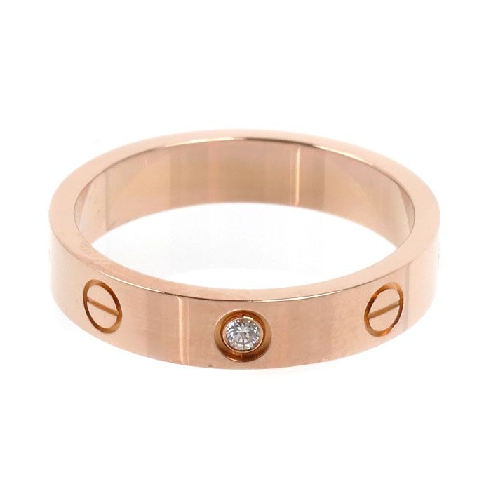 Cartier 18k Pink Gold Mini Love Diamond Ring — view 3