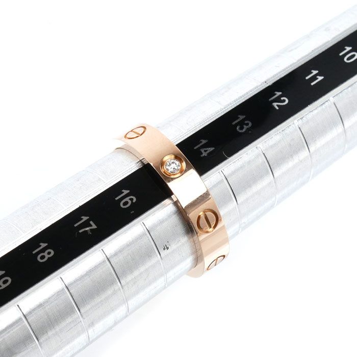 Cartier 18k Pink Gold Mini Love Diamond Ring — view 6