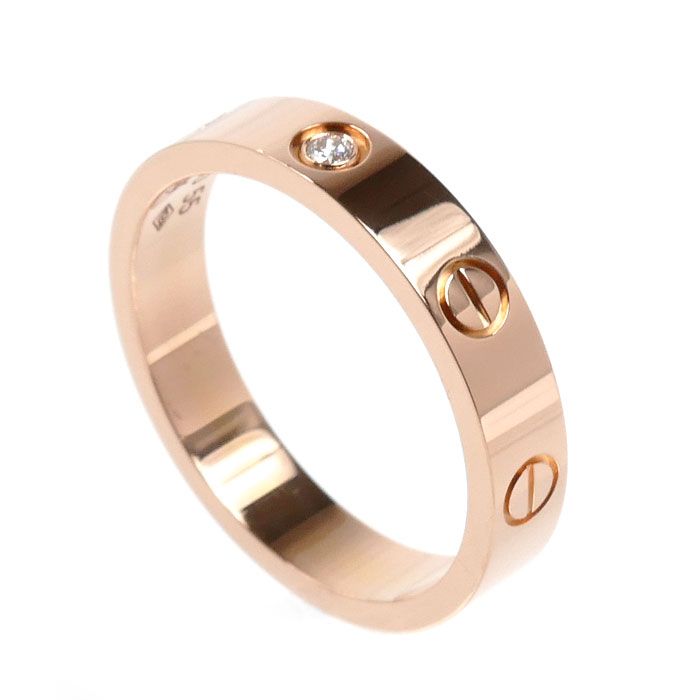Cartier 18k Pink Gold Mini Love Diamond Ring — view 2