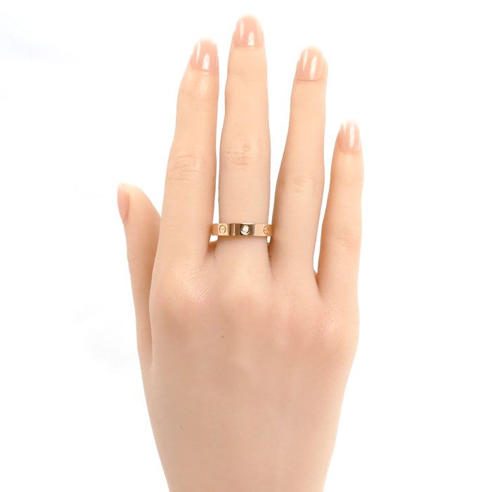 Cartier 18k Pink Gold Mini Love Diamond Ring — view 7