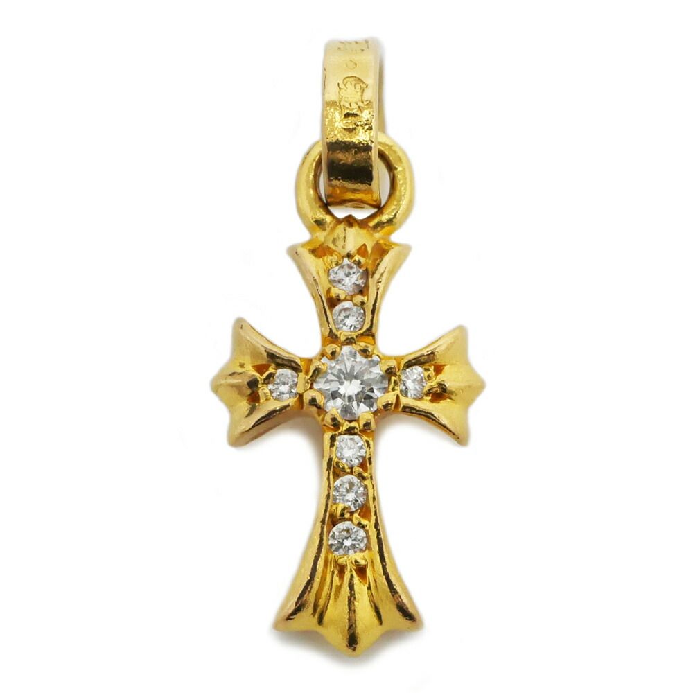 Chrome Hearts Baby Fat Cross Charm 22k Diamond Pendant Top
