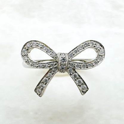 Tiffany & Co Bow Diamond Platinum Ring — view 3
