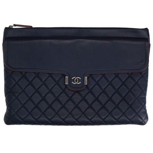 Chanel Quilted CC Logo Lambskin Clutch