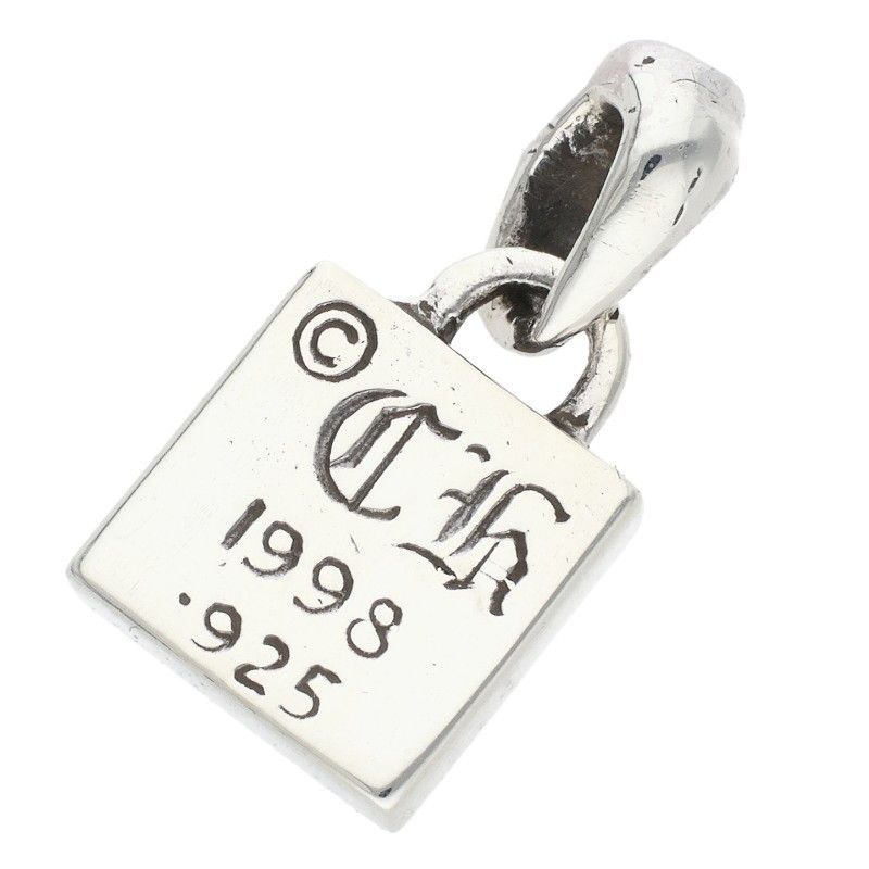 Chrome Hearts Framed CH Plus Black Dia CH Diamond Charm Silver Necklace Top — view 2