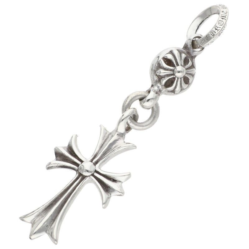 Chrome Hearts Tny CH Crs 1 Ball Tiny CH Cross Charm Silver Necklace Top