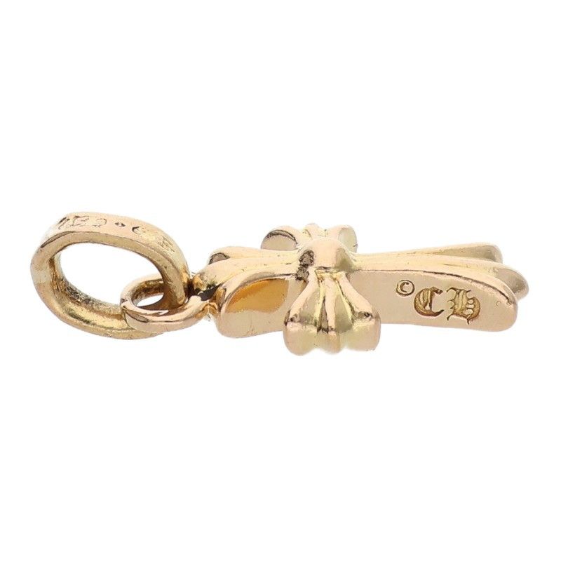 Chrome Hearts 22k Crs Baby Fat P Dmnd Fat Pave Diamond Charm Gold Necklace Top — view 3