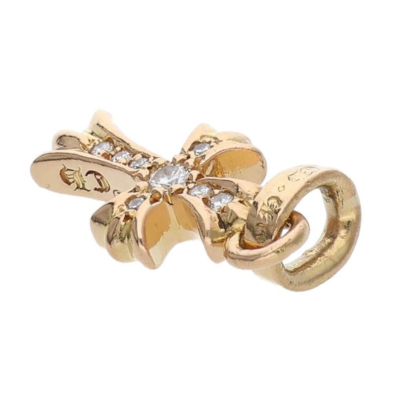Chrome Hearts 22k Crs Baby Fat P Dmnd Fat Pave Diamond Charm Gold Necklace Top — view 5
