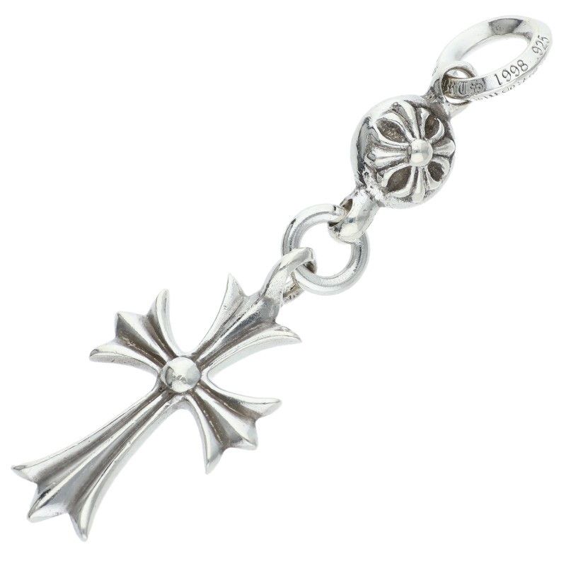 Chrome Hearts Tny CH Crs 1 Ball Tiny CH Cross Charm Silver Necklace Top