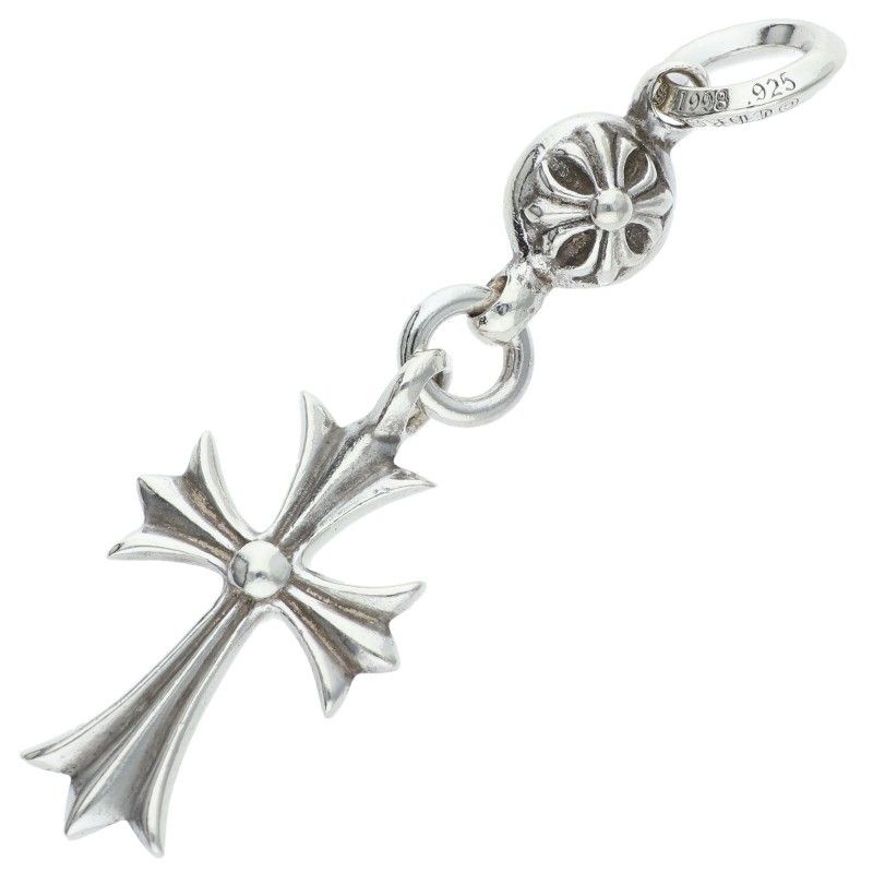 Chrome Hearts Tny CH Crs 1 Ball Tiny CH Cross Charm Silver Necklace Top — view 2