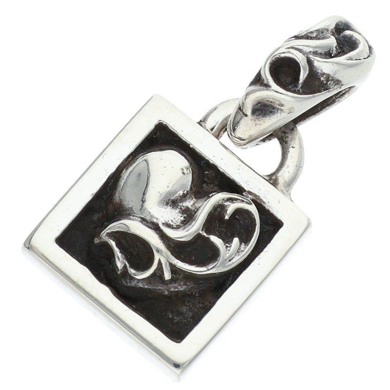 Chrome Hearts Framed Heart Charm Silver Necklace Top