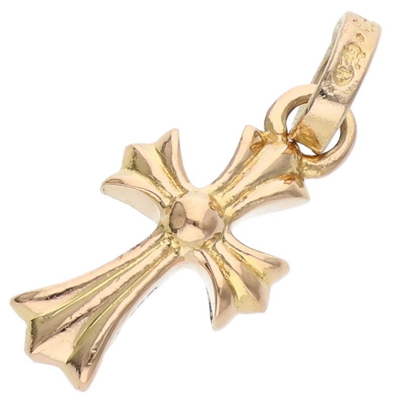 Chrome Hearts 22k Crs Baby Fat P Dmnd Fat Pave Diamond Charm Gold Necklace Top — view 2