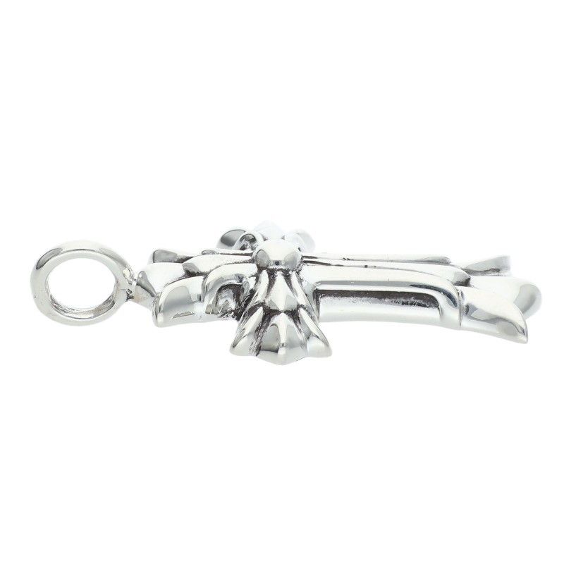 Chrome Hearts Dbl CH Crs Double CH Cross Silver Necklace Top — view 4