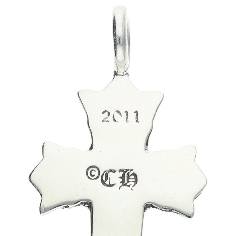 Chrome Hearts Dbl CH Crs Double CH Cross Silver Necklace Top — view 3