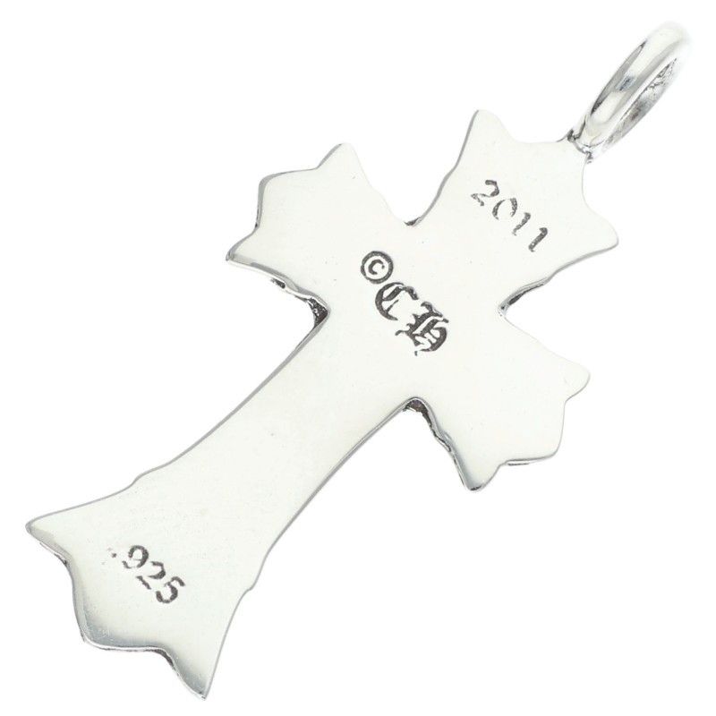 Chrome Hearts Dbl CH Crs Double CH Cross Silver Necklace Top — view 2