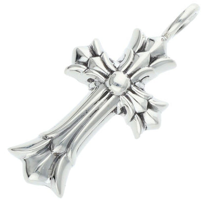 Chrome Hearts Dbl CH Crs Double CH Cross Silver Necklace Top