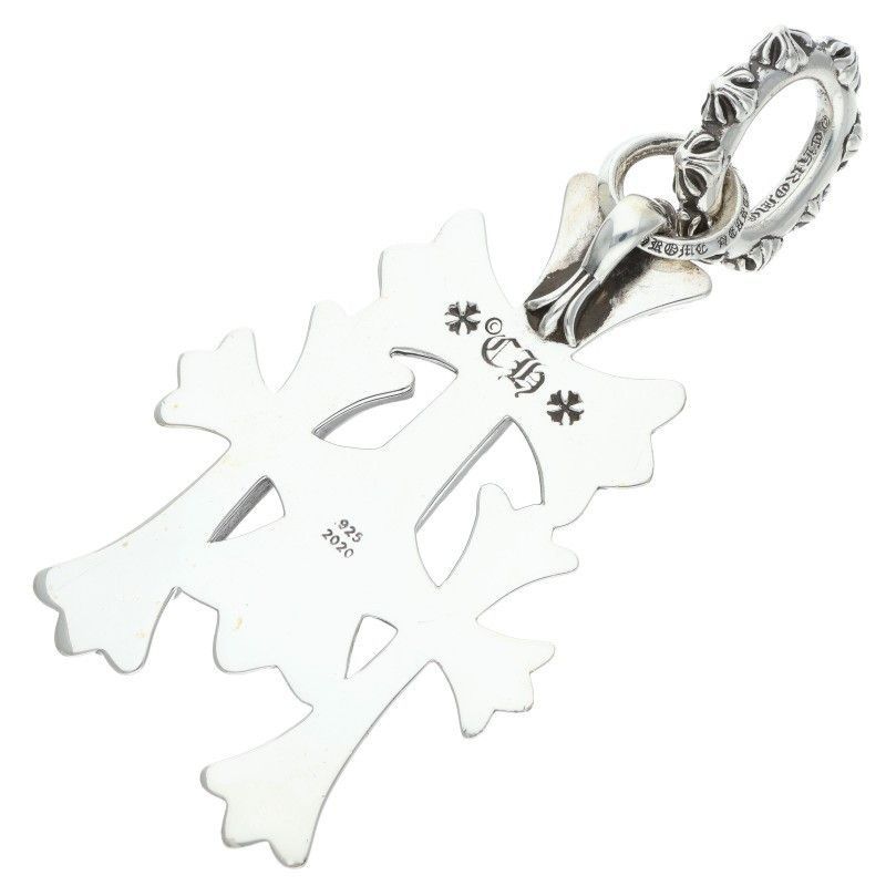 Chrome Hearts 3 CH Crs Lrg Triple CH Cross Large Silver Necklace Top — view 2