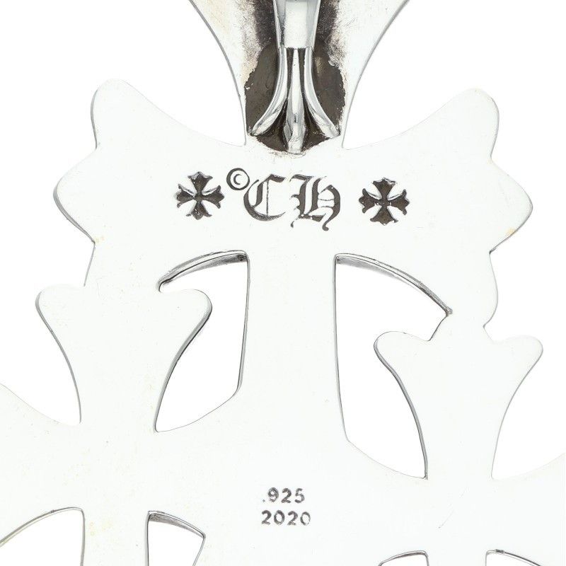 Chrome Hearts 3 CH Crs Lrg Triple CH Cross Large Silver Necklace Top — view 3