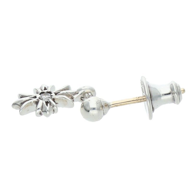 Chrome Hearts Tny CH Pls Dia Tiny Ech Plus Drop Diamond Silver Earrings — view 3