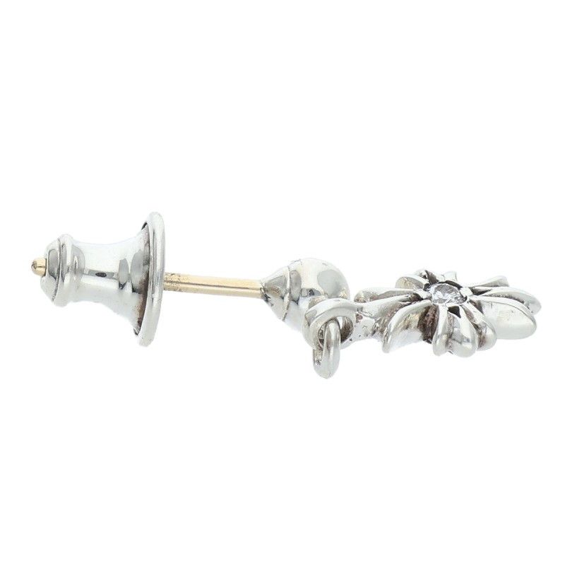 Chrome Hearts Tny CH Pls Dia Tiny Ech Plus Drop Diamond Silver Earrings — view 4