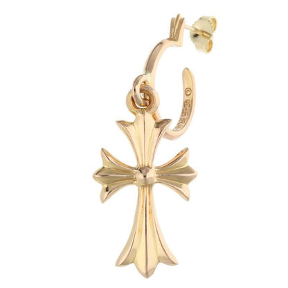 Chrome Hearts 22k Tiny CH Cross Gold Earrings