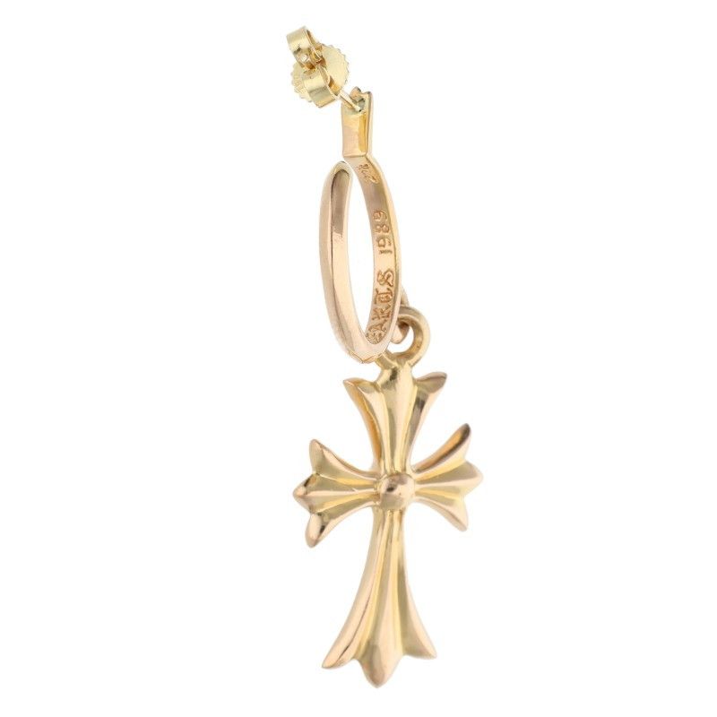 Chrome Hearts 22k Tiny CH Cross Gold Earrings — view 2