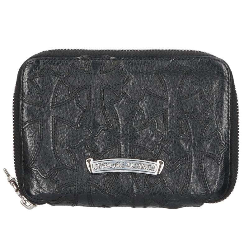 Chrome Hearts Bank Robber Cem Loaded Cemetery Cross Round Zip Leather Wallet — view 2