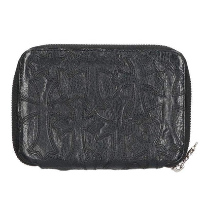 Chrome Hearts Bank Robber Cem Loaded Cemetery Cross Round Zip Leather Wallet