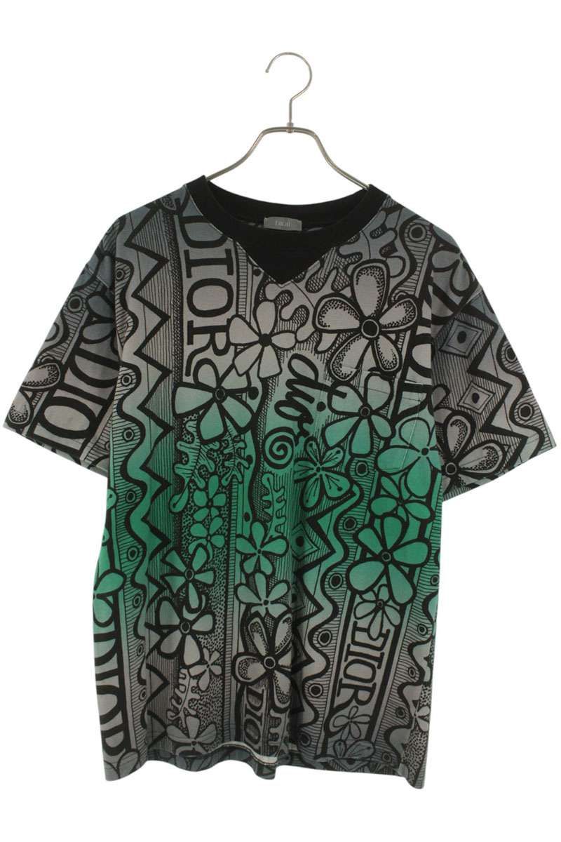 Dior and Shawn Flower All Over Pattern T-Shirt
