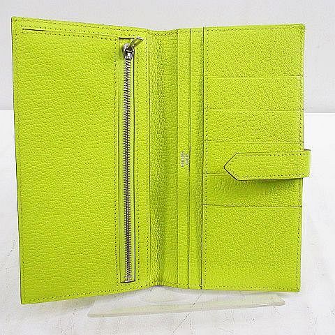 Hermes Bearn Souffle Verso Wallet Silver Yellow Leather — view 7
