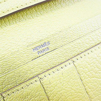 Hermes Bearn Souffle Verso Wallet Silver Yellow Leather — view 6