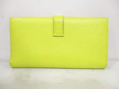 Hermes Bearn Souffle Verso Wallet Silver Yellow Leather — view 3