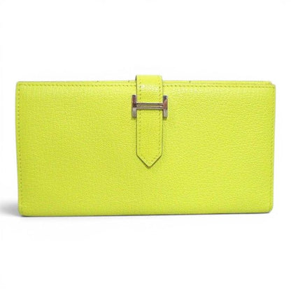 Hermes Bearn Souffle Verso Wallet Silver Yellow Leather — view 2