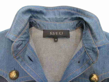 Gucci Dress Denim Gold Button 38 — view 4