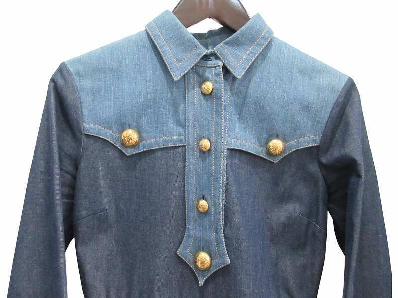 Gucci Dress Denim Gold Button 38 — view 2