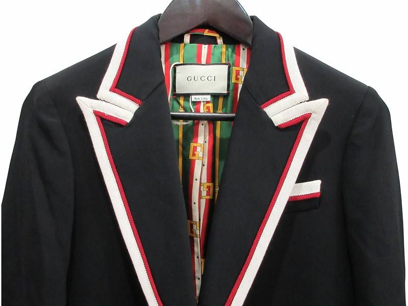 Gucci Jacket Tailored Piping Gold Button Black 42 — view 2