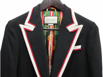 Gucci Jacket Tailored Piping Gold Button Black 42 — view 2