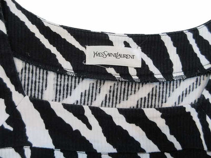 Saint Laurent Yves Dress Zebra Print Short Sleeve Black White Cotton — view 4
