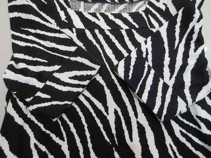 Saint Laurent Yves Dress Zebra Print Short Sleeve Black White Cotton — view 5
