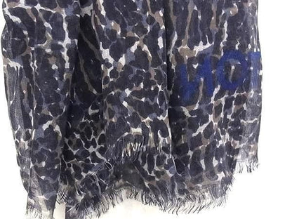 Louis Vuitton Shawl Navy 70% Cashmere 30% Silk Leopard Print Scarf — view 2