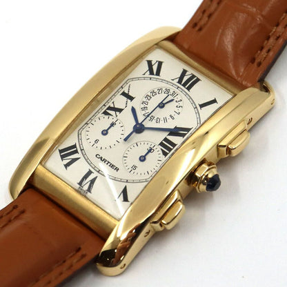 Cartier Tank American LM Chrono Reflex Watch Yellow Gold Perpetual Carre 18k — view 2
