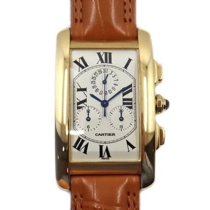 Cartier Tank American LM Chrono Reflex Watch Yellow Gold Perpetual Carre 18k