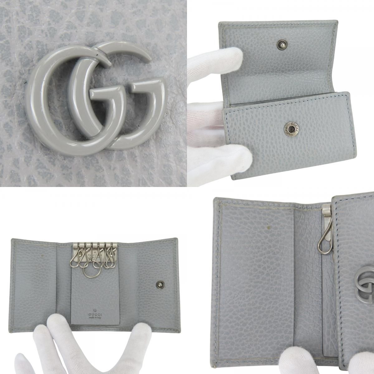 Gucci Key Case GG Marmont Leather Gray 6 Consecutive Key Holder — view 6