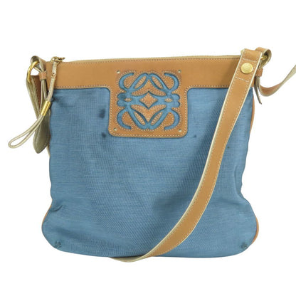 Loewe Shoulder Bag Anagram Nylon Leather Blue Camel Chien Pants Gold Crossbody