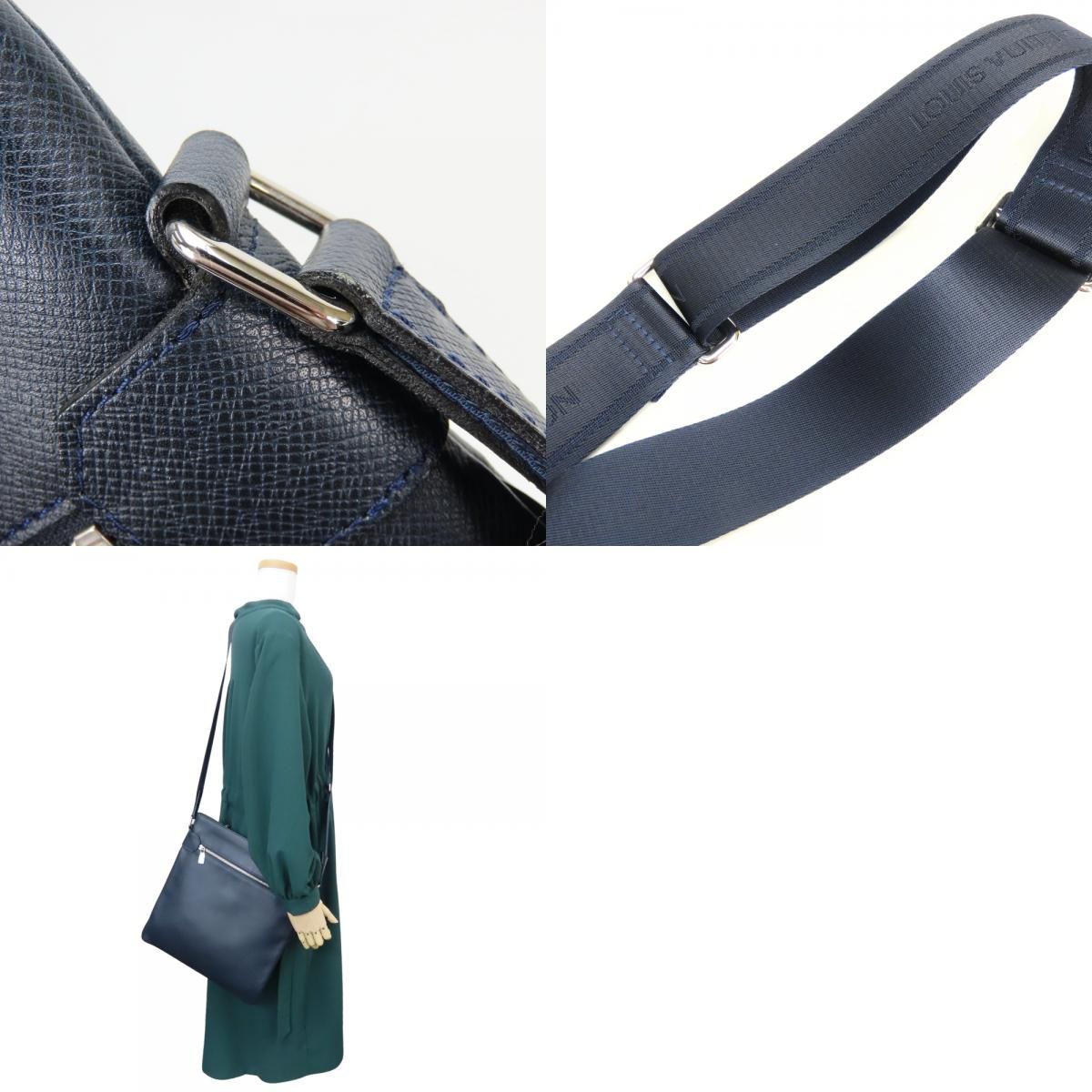 Louis Vuitton Shoulder Bag Sasha Taiga Dark Navy Crossbody Daily Use — view 9