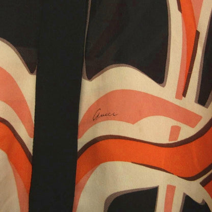 Gucci Silk Blouse All Over Pattern Dolman Sleeve 38 Black Orange — view 7