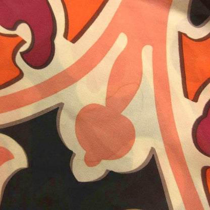 Gucci Silk Blouse All Over Pattern Dolman Sleeve 38 Black Orange — view 9
