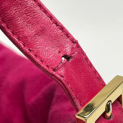 Fendi Zucca Pattern Shoulder Bag Mamma Baguette Suede Pink — view 7