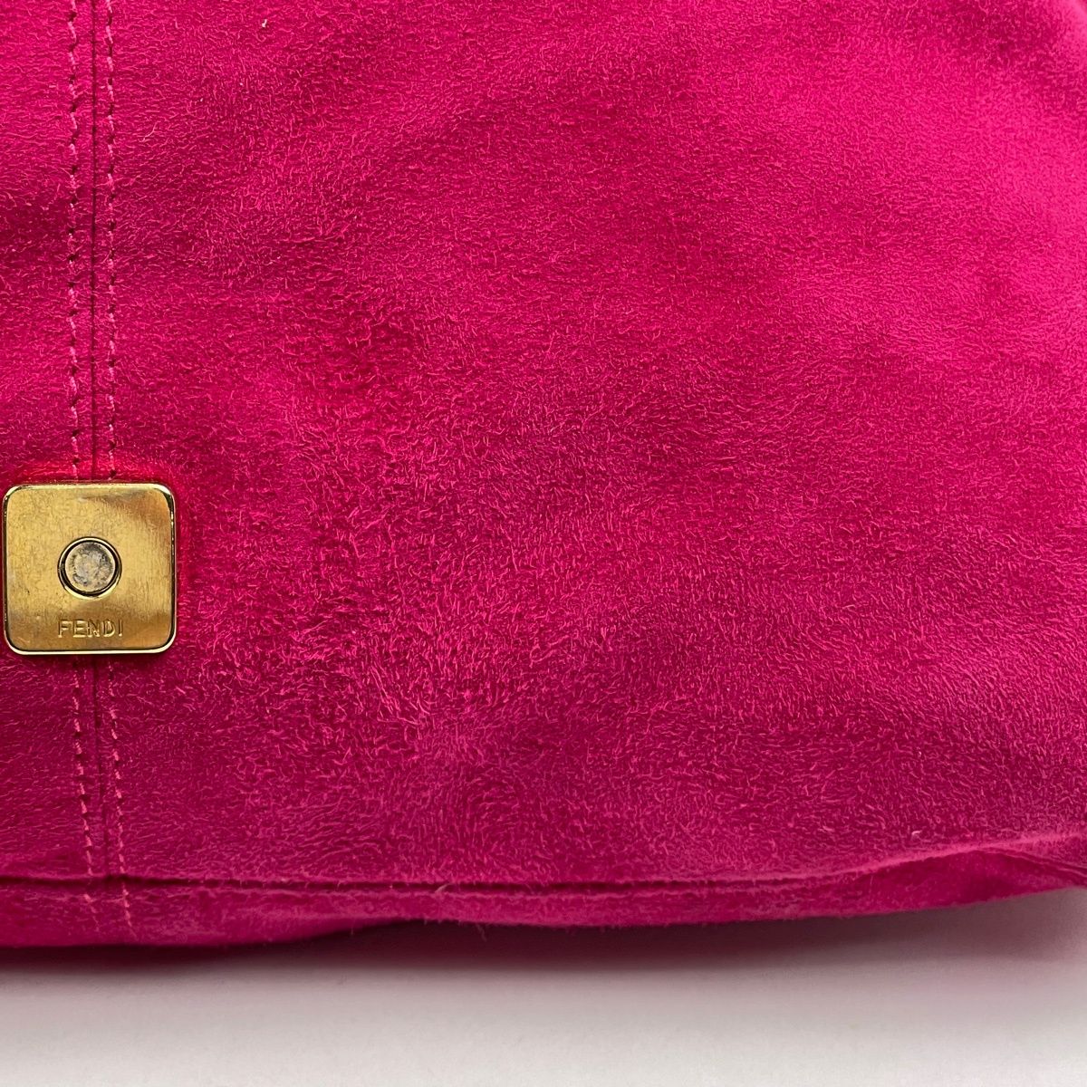 Fendi Zucca Pattern Shoulder Bag Mamma Baguette Suede Pink — view 4